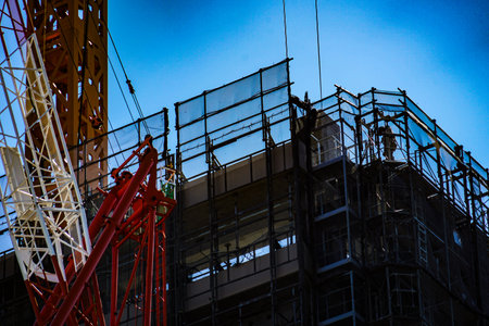 High -rise building construction site. Shooting Location: Nishi -ku, Yokohama