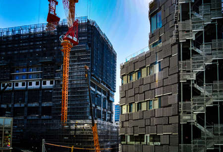 High -rise building construction site. Shooting Location: Nishi -ku, Yokohamaの写真素材
