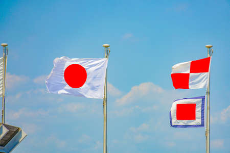 Japanese flag, Hinomaru. Shooting Location: Yokohama-city kanagawa prefectureの写真素材