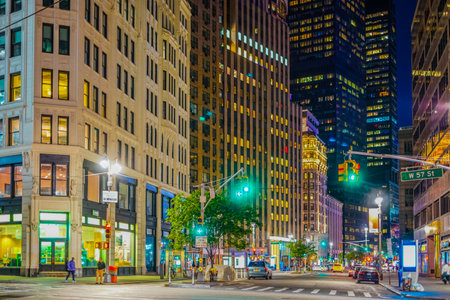 Night view of the city of New York. Shooting Location: New York, Manhattan