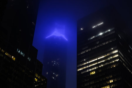 Night view of the city of New York. Shooting Location: New York, Manhattan