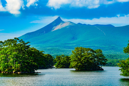 Komagatake and Onuma Kuni Park. Shooting Location: Hokkaidoの写真素材