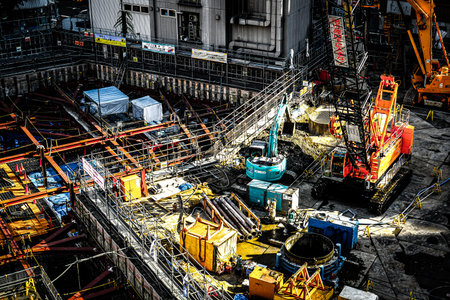 High -rise building construction site. Shooting Location: Yokohama-city kanagawa prefectureの写真素材