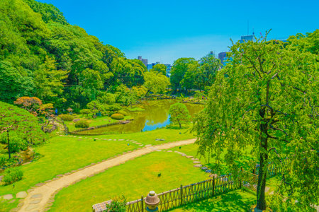 Higo Hosokawa Garden. Shooting Location: Shinjuku-ku, Tokyoの写真素材