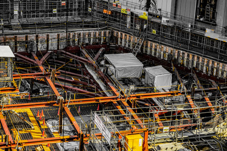 High -rise building construction site. Shooting Location: Yokohama-city kanagawa prefectureの写真素材