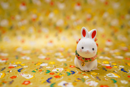 Rabbit year New Year material (New Years card). Shooting Location: Yokohama-city kanagawa prefectureの写真素材