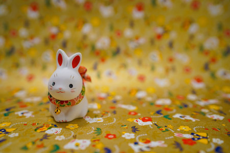 Rabbit year New Year material (New Years card). Shooting Location: Yokohama-city kanagawa prefectureの写真素材