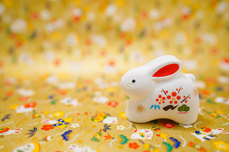 Rabbit year New Year material (New Years card). Shooting Location: Yokohama-city kanagawa prefectureの写真素材