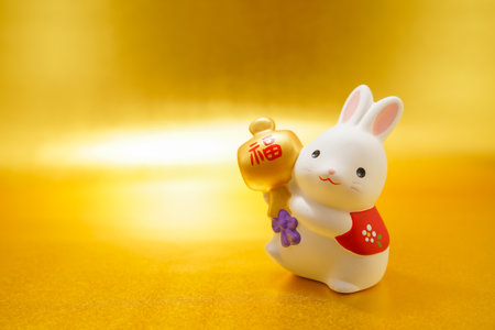 Rabbit year New Year material (New Years card). Shooting Location: Yokohama-city kanagawa prefectureの写真素材