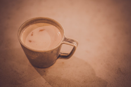 Cafe latte coffee cup. Shooting Location: Meguro -ku, Tokyo
