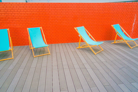 Light blue beach chair. Shooting Location: Kamakura City, Kanagawa Prefecture