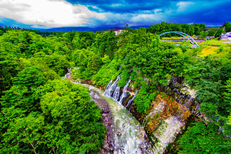 River in Biei Town (Hokkaido). Shooting Location: Biei -cho, Hokkaidoの写真素材