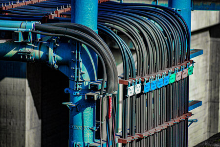 High voltage voltage electric wire. Shooting Location: Toshima -ku, Tokyoの写真素材