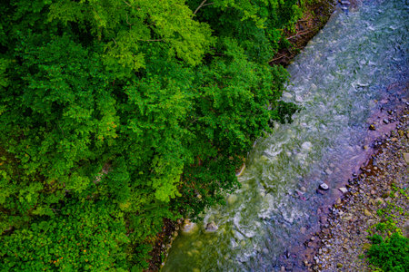 River in Biei Town (Hokkaido). Shooting Location: Biei -cho, Hokkaido