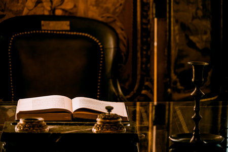 Old book placed on the desk. Shooting Location: Torontoの写真素材