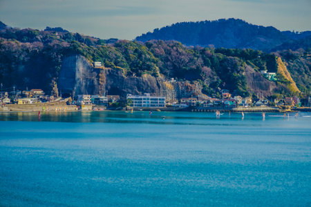 Kamakura residential area and sea. Shooting Location: Kamakura City, Kanagawa Prefectureの写真素材