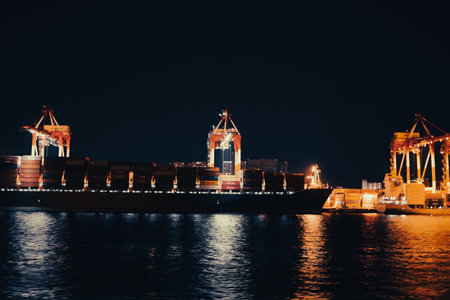 Crane in Tokyo Bay. Shooting Location: Shinagawa -ku, Tokyoの写真素材