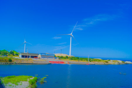 A landscape with wind power (Akita). Shooting Location: Akita