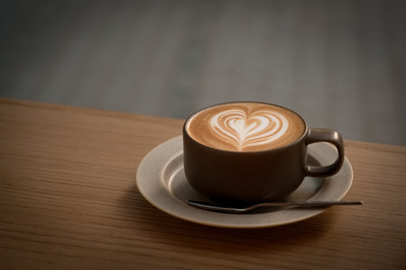 Latte art with a heart drawn. Shooting Location: Minato -ku, Tokyo