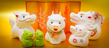 New Years card material of dragon year (Tatsu no Family). Shooting Location: Yokohama-city kanagawa prefectureの写真素材