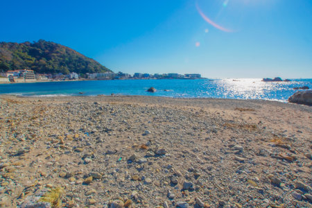 The coast shining sunlight. Shooting Location: Kamakura City, Kanagawa Prefectureの写真素材