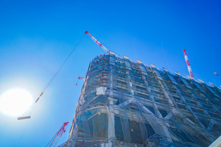 Construction site for skyscrapers. Shooting Location: Minato -ku, Tokyoの写真素材
