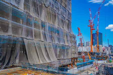 Under construction of city. Shooting Location: Minato -ku, Tokyoの写真素材