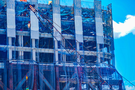 Giant crane construction work. Shooting Location: Minato -ku, Tokyo