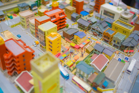 Miniature town model. Shooting Location: Kamakura City, Kanagawa Prefectureの写真素材