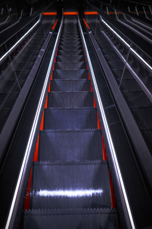 Image of glowing escalator. Shooting Location: Minato -ku, Tokyo