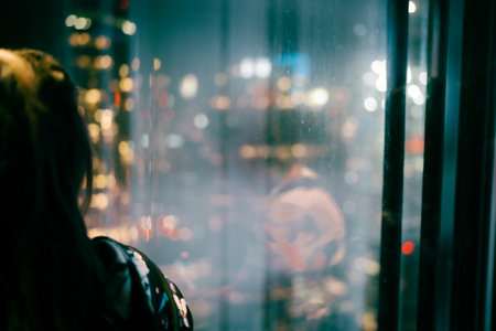 Night view and womens silhouette. Shooting Location: Toronto
