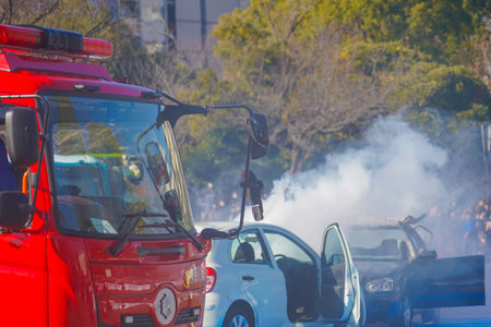 Emergency vehicles and accidents. Shooting Location: Kanagawa -ku, Yokohama