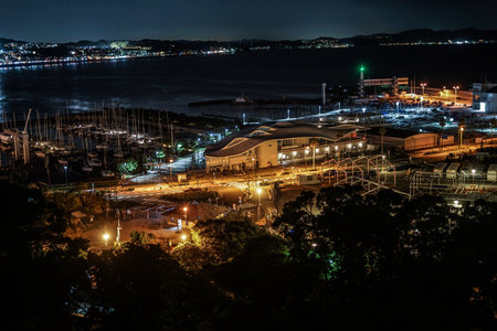 Marina scenery at night. Shooting Location: Fujisawa City, Kanagawa Prefectureの写真素材