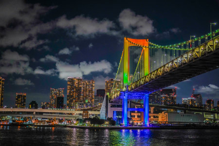 Rainbow Bridge (Minato-ku, Tokyo). Shooting Location: Minato Ward, Tokyoの写真素材