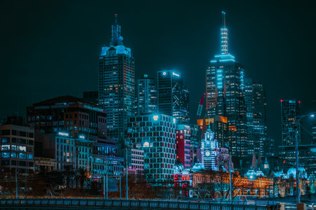 melbourne city night view. Shooting Location: melbourneの写真素材
