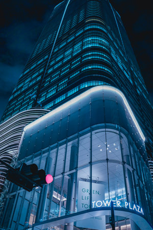 Tower Building at night (Azabudai Hills). Shooting Location: Minato Ward, Tokyo