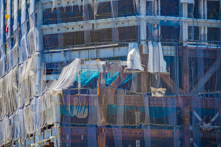 High-rise building under construction. Shooting Location: Minato Ward, Tokyo
