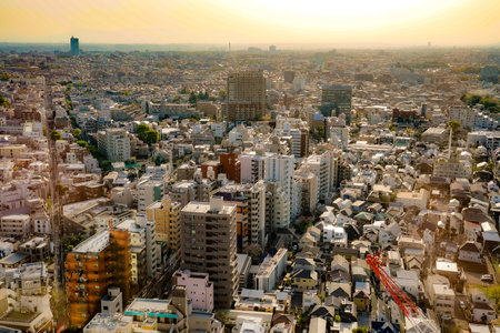 Expanding city and buildings. Shooting Location: Setagaya Ward, Tokyoの写真素材