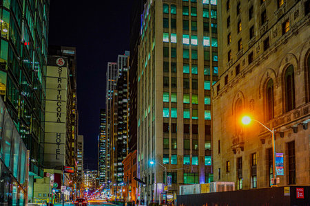 Skyscrapers at night. Shooting Location: Toronto