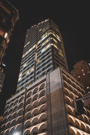 Cityscape of skyscrapers rising against the night sky. Shooting Location: sydney, australiaの写真素材