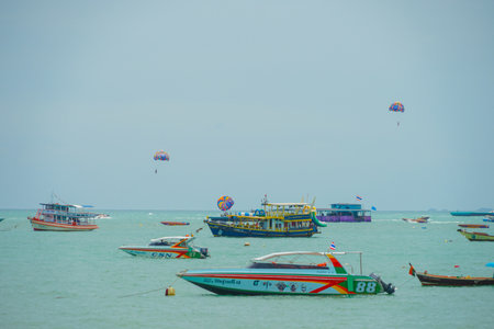 Pattaya beaches and ships. Shooting Location: Thailand, Pattayaの写真素材