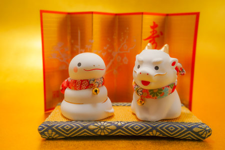 Year of the Dragon to the Snake (New Years card material). Shooting Location: Kanagawa Ward, Yokohama Cityの写真素材