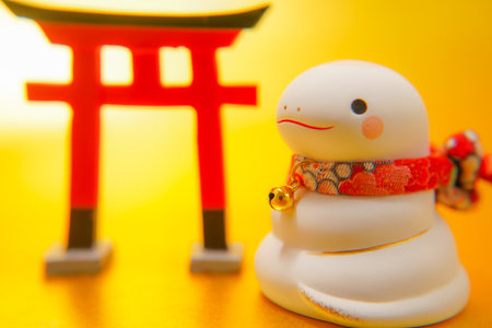 New Years card material for the Year of the Snake. Shooting Location: Kanagawa Ward, Yokohama Cityの写真素材