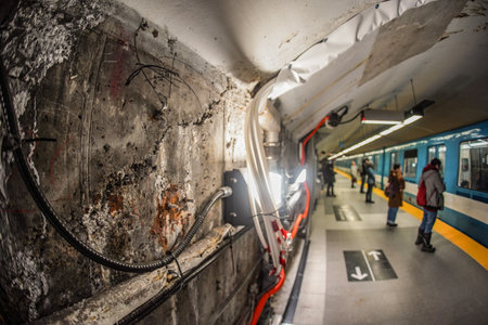 Interior view of Montreal subway station platform. Shooting Location: montreal, canadaの写真素材