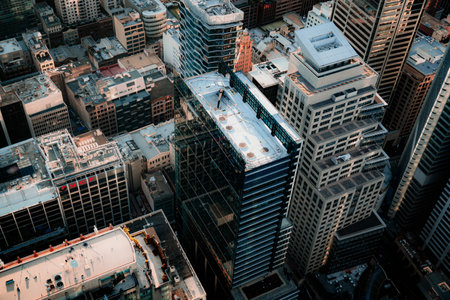 Rooftop view of a skyscraper. Shooting Location: sydney, australiaの写真素材