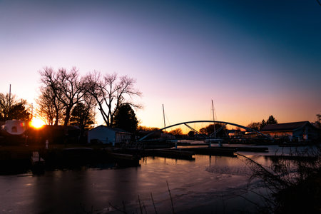 Winter riverside scenery. Shooting Location: Toronto