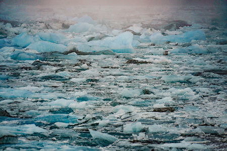 sea of broken ice. Shooting Location: Iceland