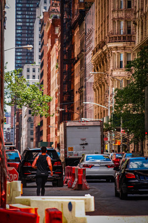 skyscrapers and blue sky. Shooting Location: manhattan