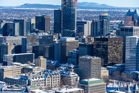 central montreal in winter. Shooting Location: montreal, canadaの写真素材