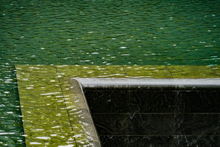 Memorial park with waterfall.の写真素材